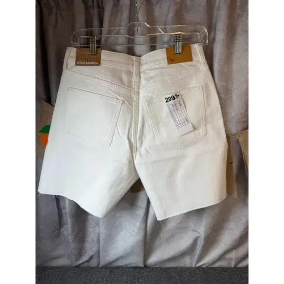 New Eddie Bauer Women Size 6 White Stretch Cotton High Rise Cutoff Denim Shorts - Picture 4 of 11